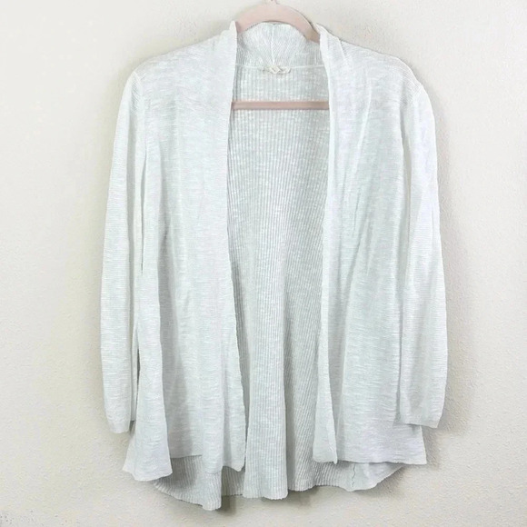 Eileen Fisher Linen Cotton Blend Open Front Cardigan in white size Medium - Picture 6 of 6